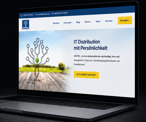 Nestec.at corporate website on laptop
